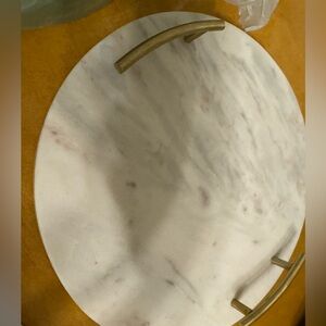 Round Tray with Gold Handles